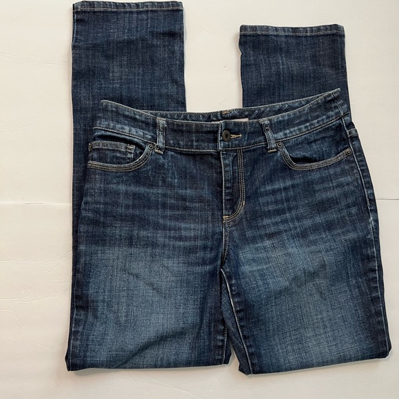 Chico’s Platinum Jeans 0 Short Womens Blue Denim Size 4 Short Straight Leg - Picture 1 of 10